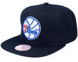 Men's Philadelphia 76ers NBA Core Basic Black Snapback Hat By Mitchell And Ness - Pro Jersey Sports