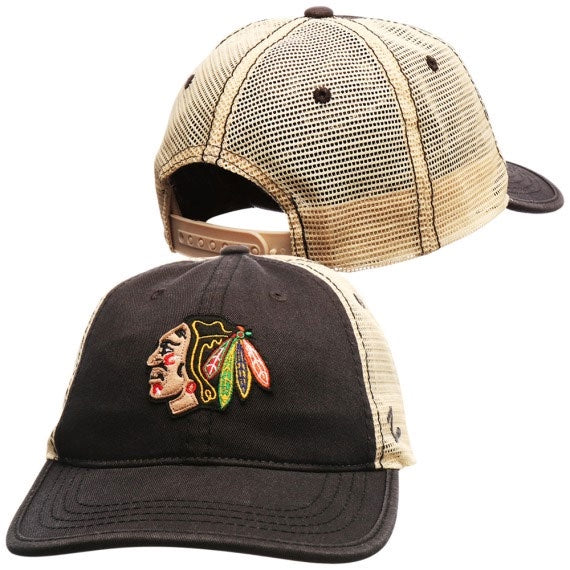 ZHATS NHL Chicago Blackhawks Men's Black Summertime Mesh Hat
