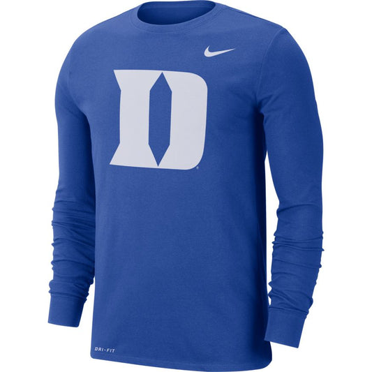 Men's Duke Blue Devils Long Sleeve Royal College Nike Dri-Fit Tee