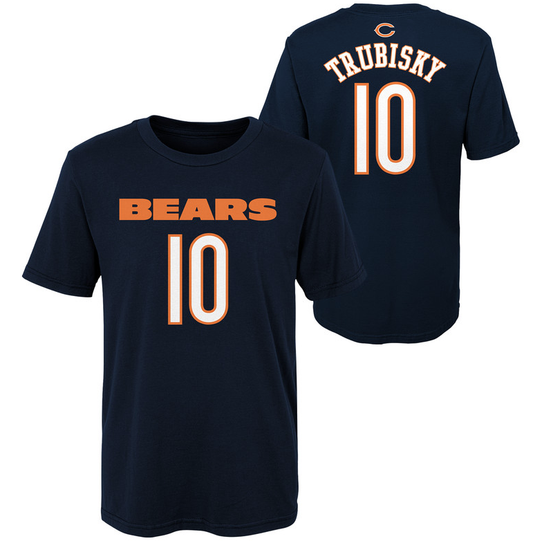 Youth Chicago Bears Mitchell Trubisky Navy Mainliner Name & Number T-Shirt