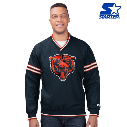 Men's Chicago Bears Navy First Class Starter Pullover Jacket