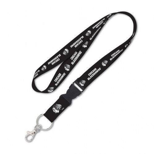 Chicago Blackhawks NHL Black and White 1" Lanyard with Detachable Buckle By Wincraft