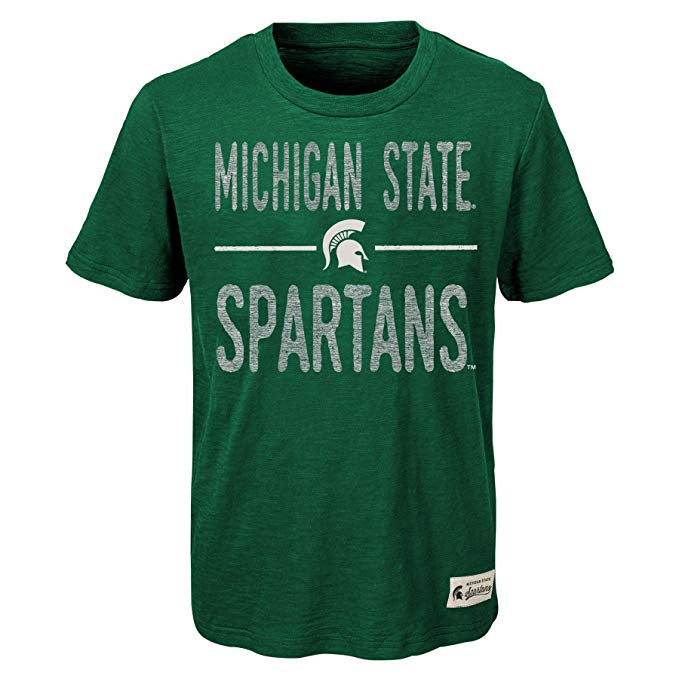 Michigan State Spartans Youth Green Scratched Out Shirt