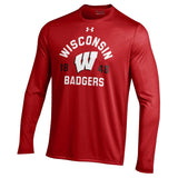 Men's NCAA Wisconsin Badgers Heatgear Red Long Sleeve Tech Tee - Pro Jersey Sports