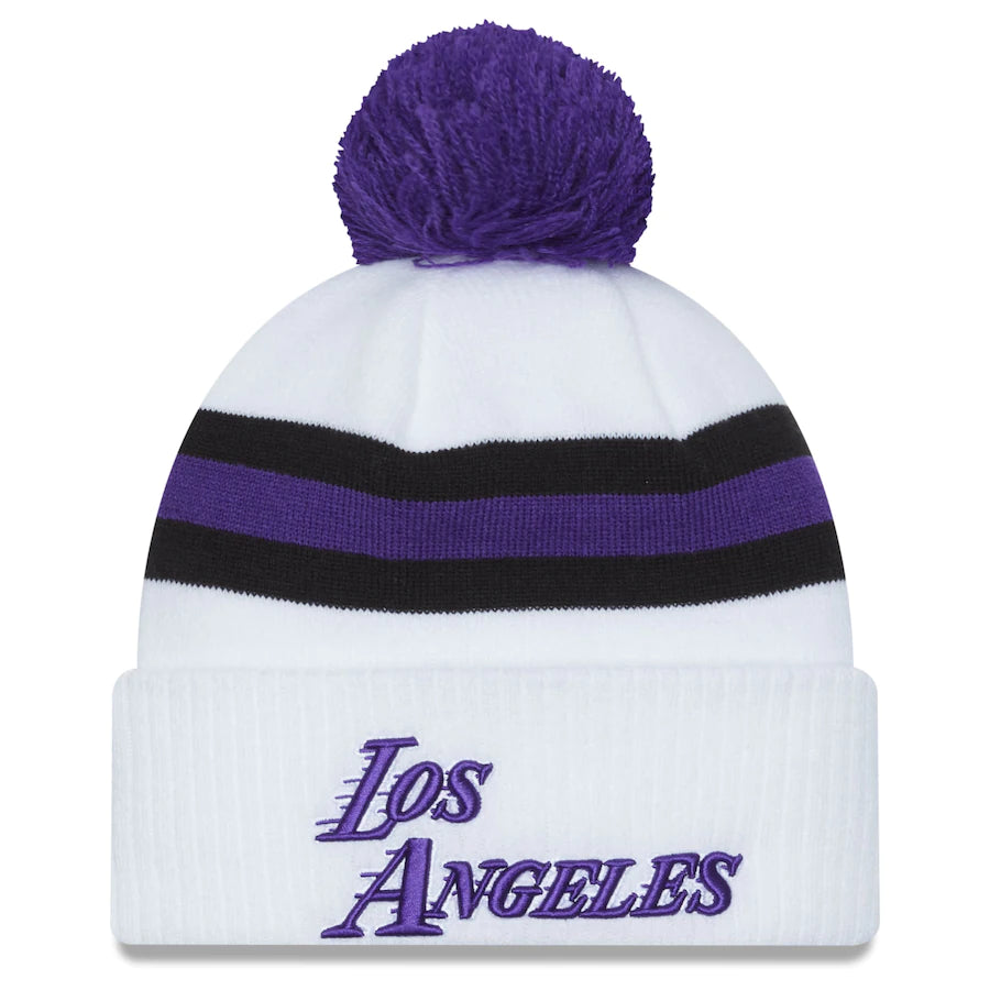 Men's Los Angeles Lakers New Era 2022/23 City Edition Official Cuffed Pom Knit Hat