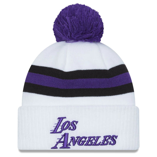 Men's Los Angeles Lakers New Era 2022/23 City Edition Official Cuffed Pom Knit Hat