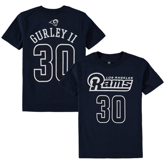 Youth Los Angeles Rams Todd Gurley II Navy Mainliner Name & Number T-Shirt