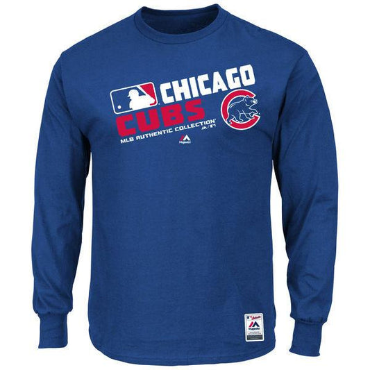 Men's Chicago Cubs Majestic Royal Authentic Collection Team Choice Long Sleeve T-Shirt