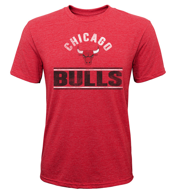 Youth Chicago Bulls Red Double Bar Triblend Tee