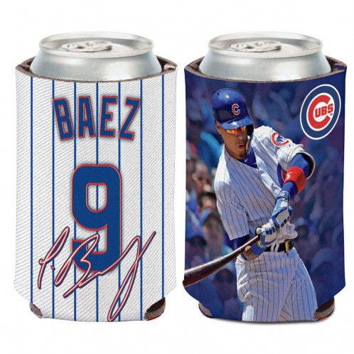 Javier Baez Chicago Cubs 2 Sided Pinstripe 12 oz. Can Cooler By Wincraft
