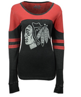 Women's Chicago Blackhawks NHL Touch By Alyssa Milano Red/Black Hat Trick Long Sleeve Thermal Tee - Pro Jersey Sports