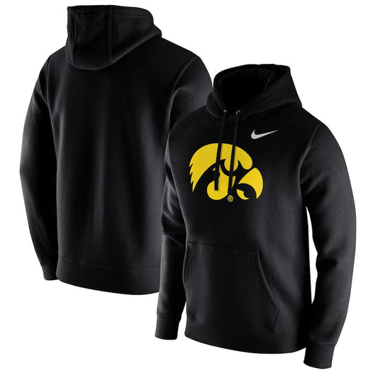 Iowa Hawkeyes Nike Club Fleece Pullover Hoodie – Black