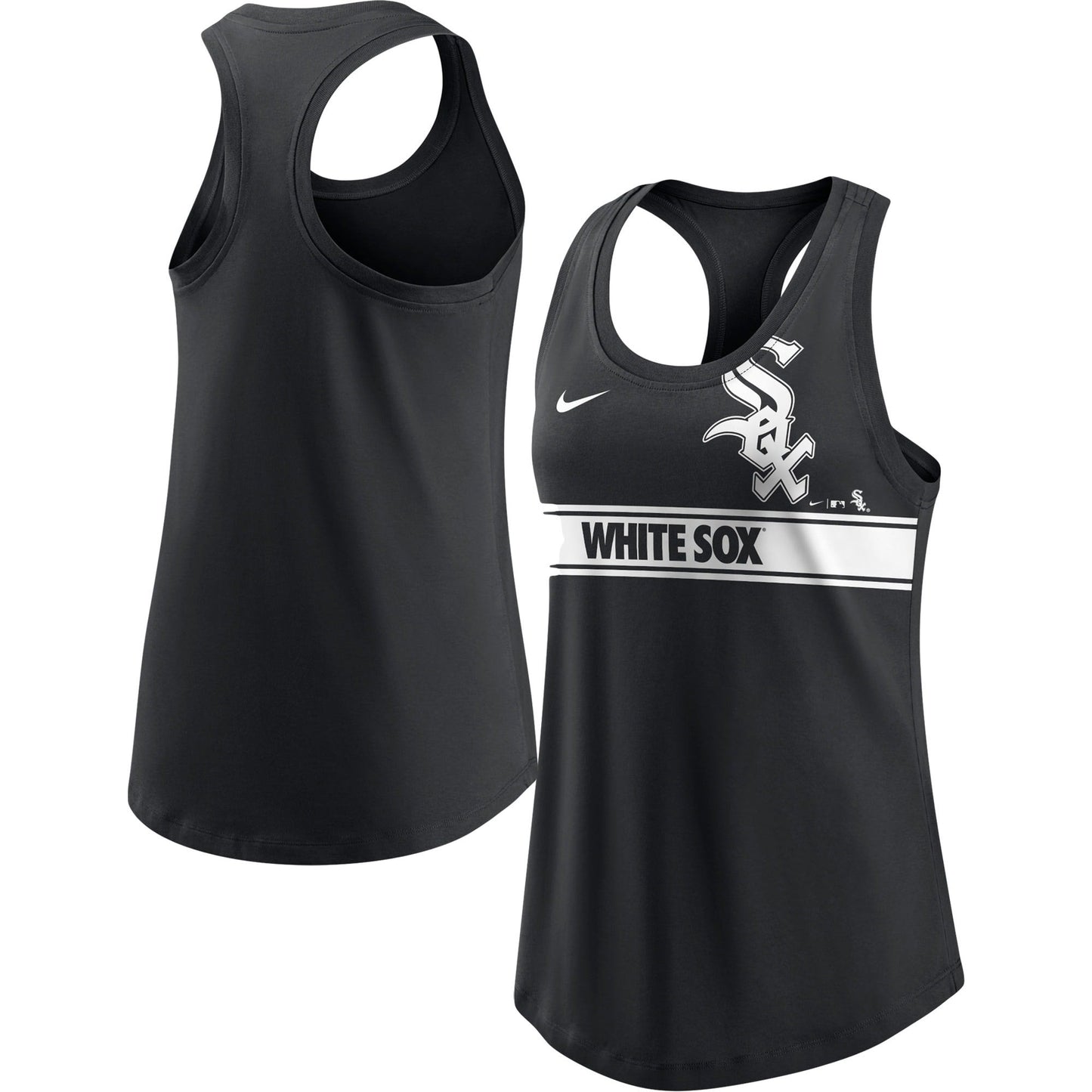 Chicago White Sox Nike Women's Cropped Logo Performance Racerback Tank Top - Black
