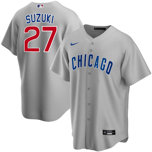 Men's Seiya Suzuki Chicago Cubs NIKE Road Gray Replica Jersey