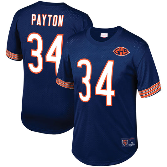 Walter Payton Chicago Bears Mitchell & Ness Mesh Retired Player Name & Number Crew Neck Top - Navy