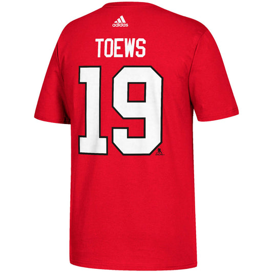 Men's Chicago Blackhawks Jonathan Toews adidas Red Name & Number T-Shirt