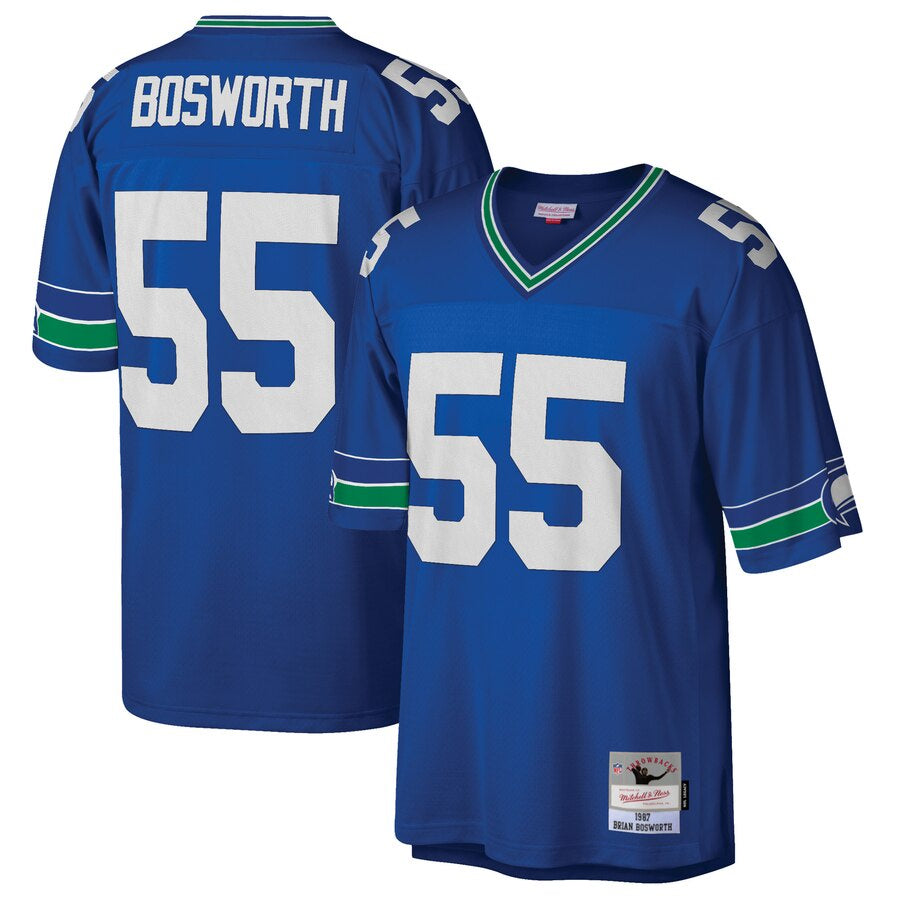 Men's Seattle Seahawks Brian Bosworth Mitchell & Ness Royal Retired Player Legacy Replica Jersey