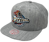 Detroit Pistons Hardwood Classics Heather Gray 2.0 Mitchell & Ness Snapback Hat - Pro Jersey Sports