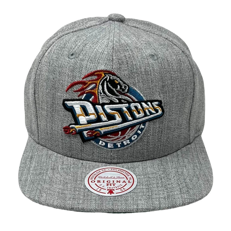Detroit Pistons Hardwood Classics Heather Gray 2.0 Mitchell & Ness Snapback Hat