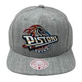 Detroit Pistons Hardwood Classics Heather Gray 2.0 Mitchell & Ness Snapback Hat - Pro Jersey Sports