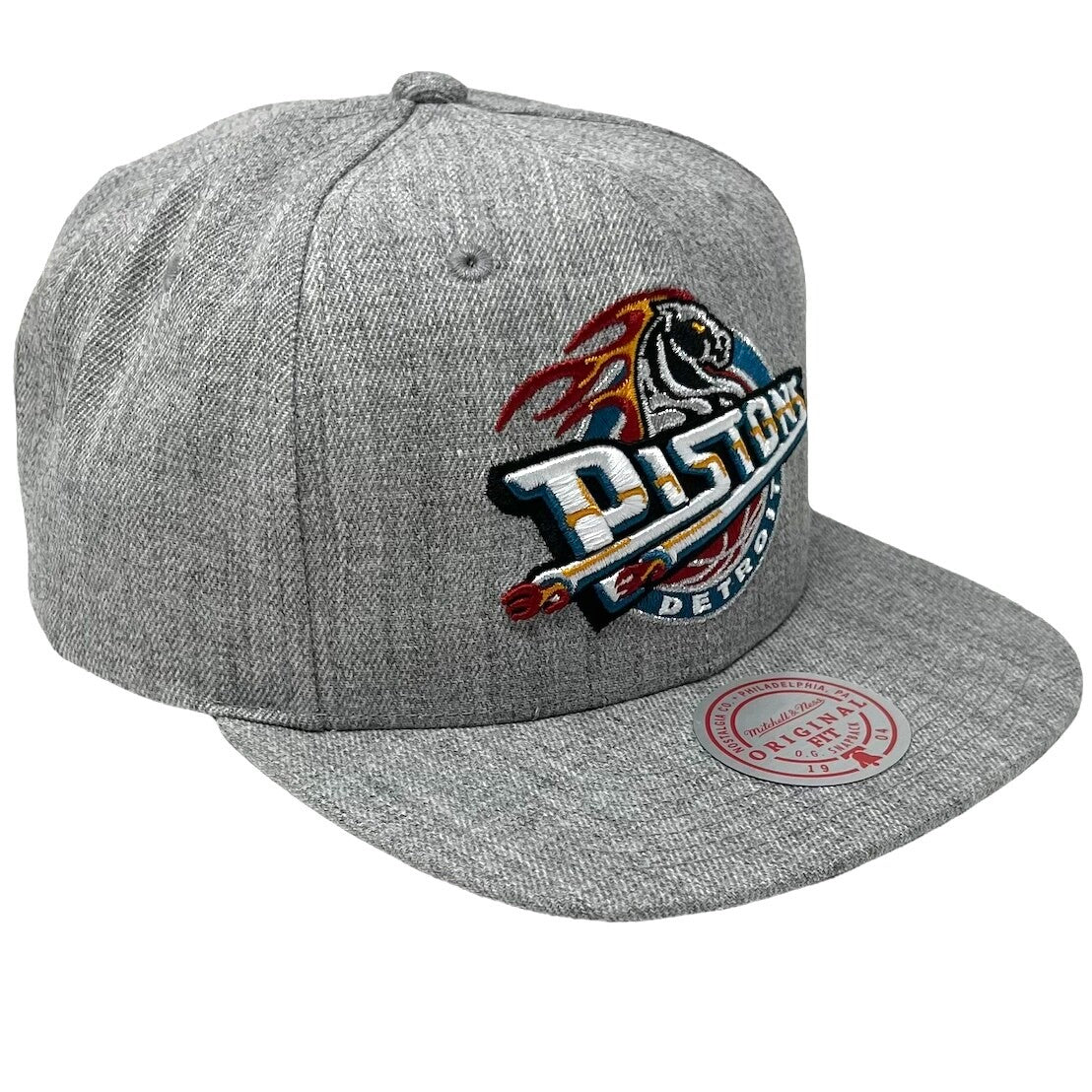 Detroit Pistons Hardwood Classics Heather Gray 2.0 Mitchell & Ness Snapback Hat