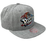 Detroit Pistons Hardwood Classics Heather Gray 2.0 Mitchell & Ness Snapback Hat - Pro Jersey Sports