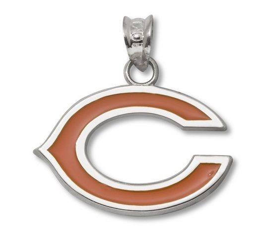 NFL Chicago Bears "C" Enamel Pendant 1/2 Inch - Sterling Silver