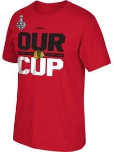 Mens Reebok Chicago Blackhawks 2015 Stanley Cup Champions Red "Our Cup" Tee