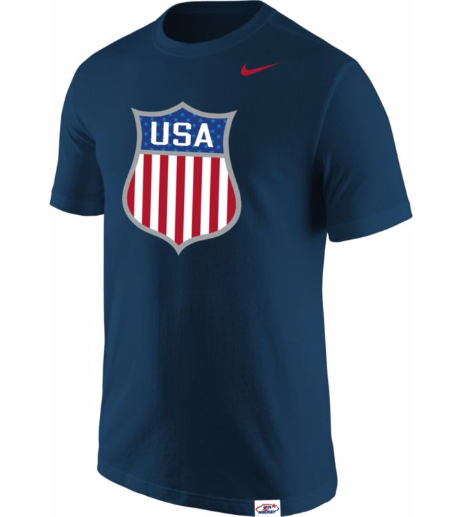 Nike Mens USA Hockey Navy Crest Navy T-Shirt