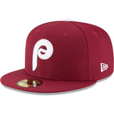 Men's Philadelphia Phillies New Era Maroon Cooperstown Collection Wool 59FIFTY Fitted Hat - Pro Jersey Sports