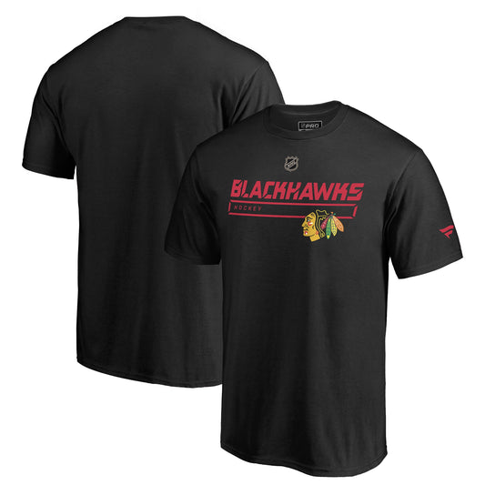 Mens Chicago Blackhawks Fanatics Branded Authentic Pro Prime Short Sleeve Black tee