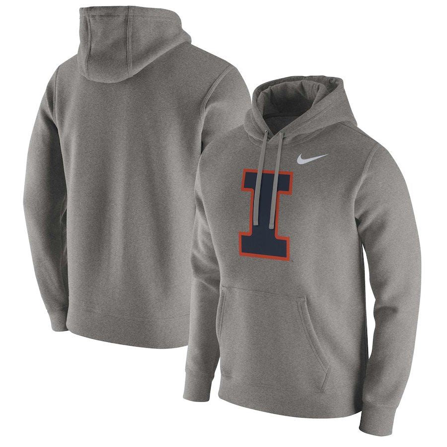 Illinois Fighting Illini Nike Club Fleece Pullover Hoodie – Grey