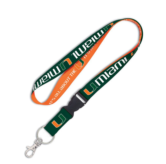 Miami Hurricanes Double Sided Lanyard With Detachable Buckle