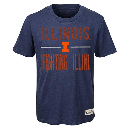Illinois Fighting Illini Gen2 Youth Navy Blue Scratched Out Shirt