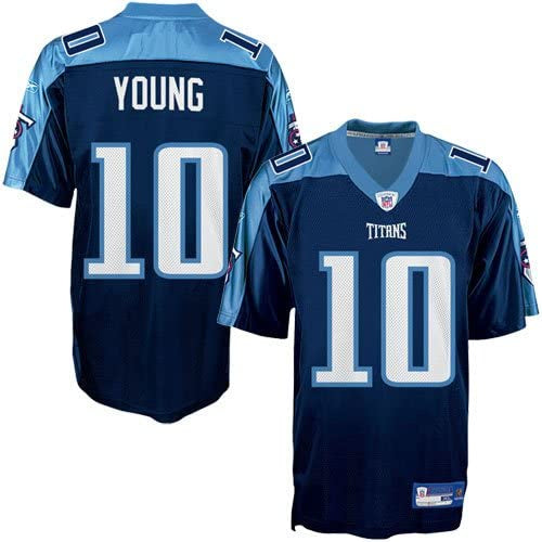 Men's Reebok NFL Tennessee Titans Vince Young Navy Replica Football Jersey