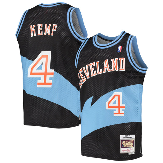 Men's Cleveland Cavaliers Shawn Kemp Mitchell & Ness Black 1997-98 Hardwood Classics Swingman Jersey