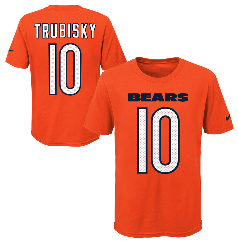 Youth Chicago Bears Mitchell Trubisky Nike Orange Player Game Team Name & Number T-Shirt