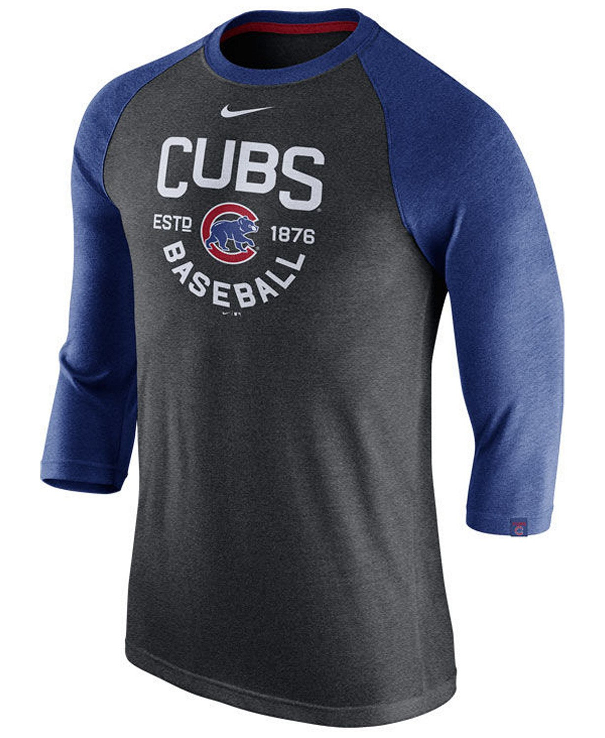 Nike Men's Chicago Cubs Triblend Three-Quarter Raglan T-Shirt