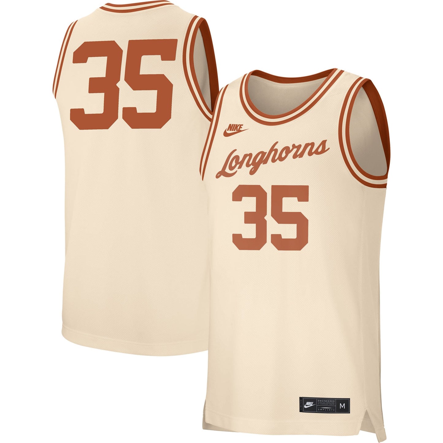 Men's NCAA Texas Longhorns Cream Retro #35 Replica Basketball Jersey