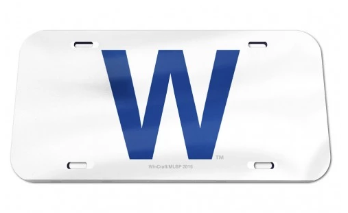 Chicago Cubs "W" Flag Crystal Mirror License Plate By Wincraft