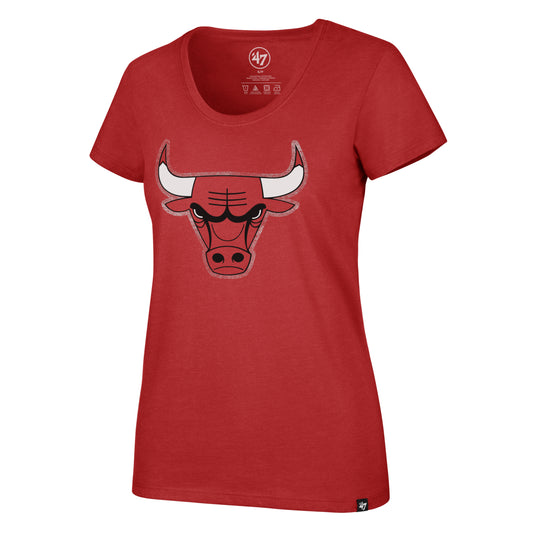 Womens Chicago Bulls Red '47 NBA Halo Club Scoop Neck Short Sleeve T-Shirt