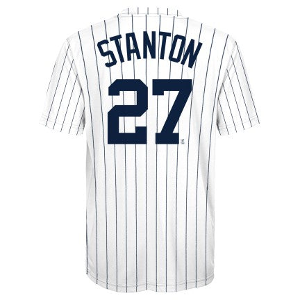 Youth New York Yankees Giancarlo Stanton White/Navy Cooperstown Player Sublimated Jersey Top