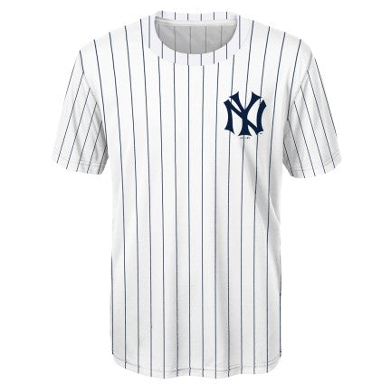 Youth New York Yankees Giancarlo Stanton White/Navy Cooperstown Player Sublimated Jersey Top
