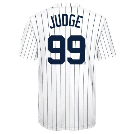 Youth New York Yankees Aaron Judge White/Navy Cooperstown Player Sublimated Jersey Top