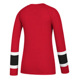 Women’s Chicago Blackhawks adidas Red Long Sleeve Henley Tee - Pro Jersey Sports
