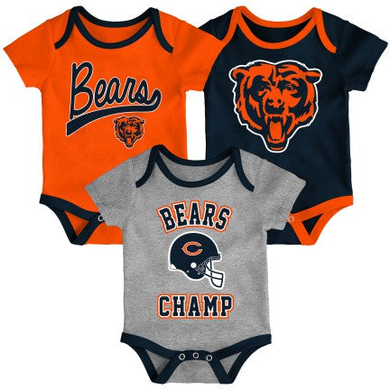 Newborn/Infant Chicago Bears Champ 3-Piece Short Sleeve Creeper Set