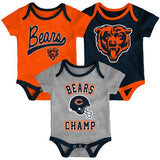 Newborn/Infant Chicago Bears Champ 3-Piece Short Sleeve Creeper Set - Pro Jersey Sports