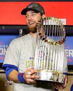 Ben Zobrist Chicago Cubs 2016 World Series Trophy Photo (Size: 8" x 10")