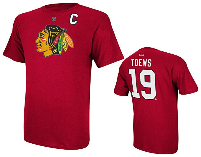 Men's Chicago Blackhawks Jonathan Toews Red Premium Name & Number T-Shirt