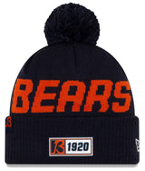Men's New Era Navy Chicago Bears 2019 NFL Sideline Road "B" Official Sport Knit Hat - Pro Jersey Sports